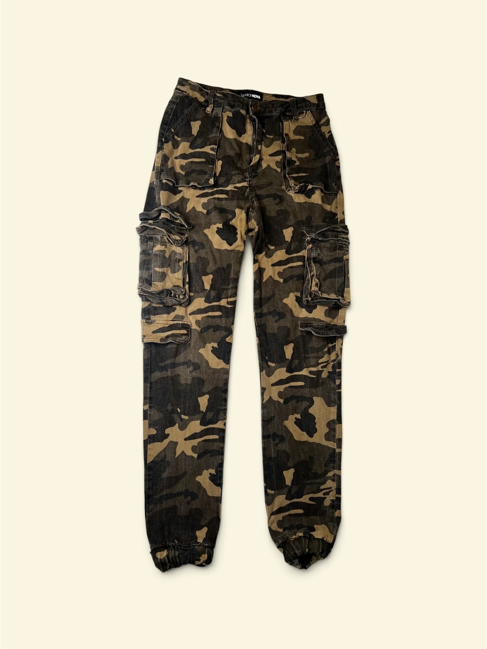 Fashion Nova Women's Camo Cargo Pants - Olive & Black